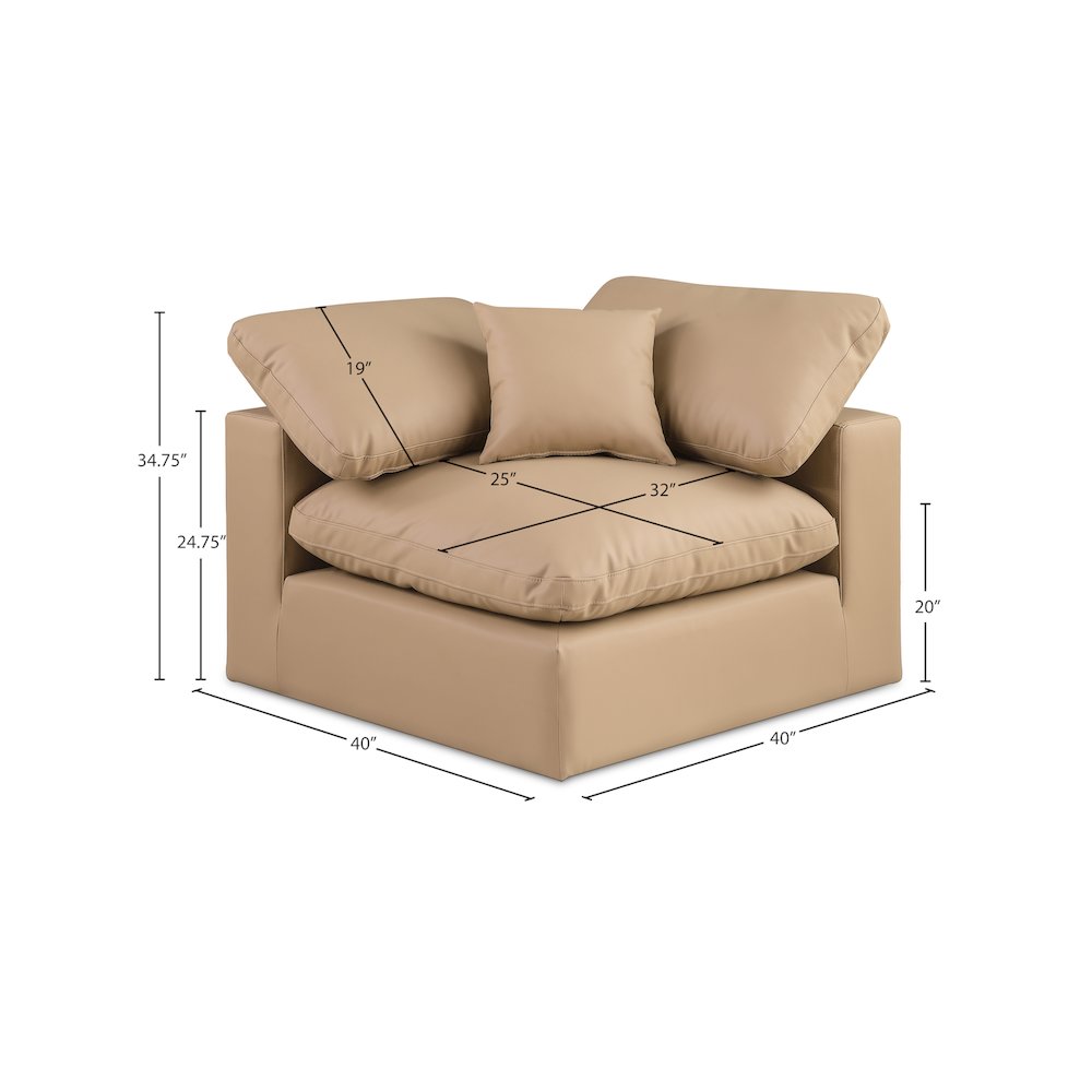 Comfy Tan Vegan Leather Modular Corner Chair