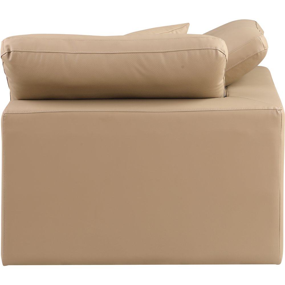 Comfy Tan Vegan Leather Modular Corner Chair