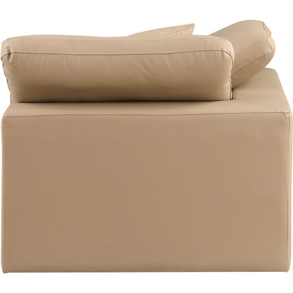 Comfy Tan Vegan Leather Modular Corner Chair