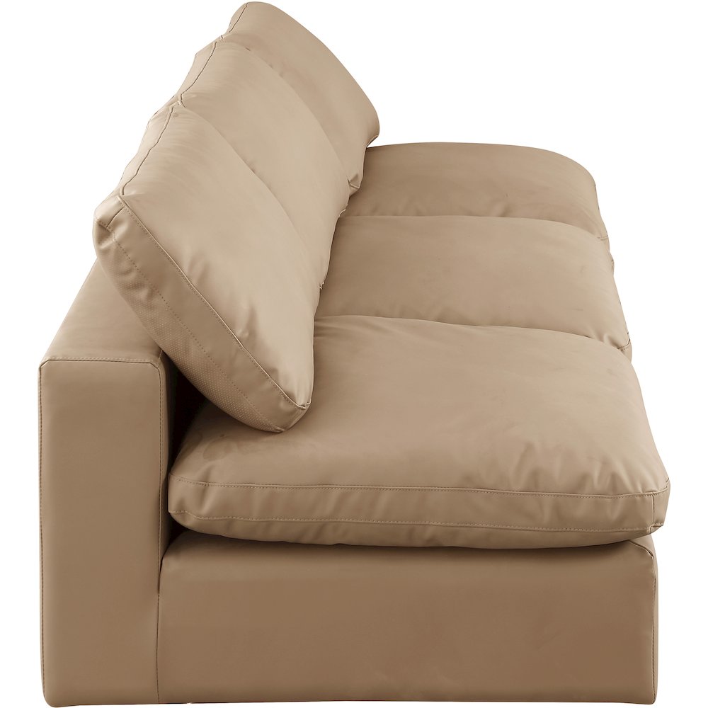 Comfy Tan Vegan Leather Modular Sofa