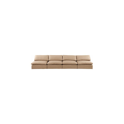 Comfy Tan Vegan Leather Modular Sofa