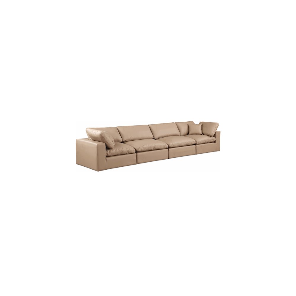 Comfy Tan Vegan Leather Modular Sofa