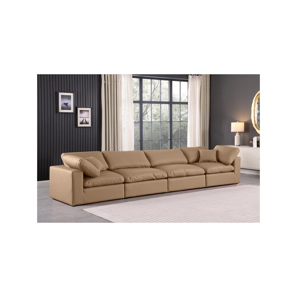 Comfy Tan Vegan Leather Modular Sofa