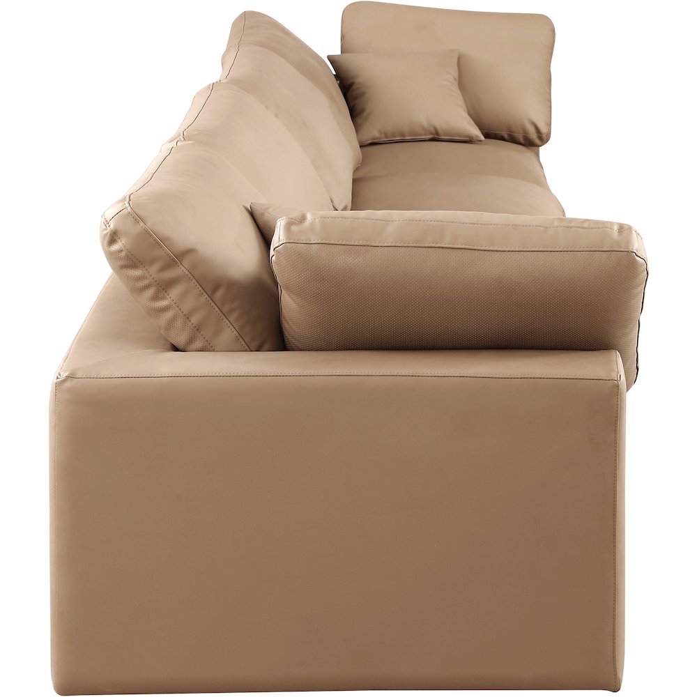 Comfy Tan Vegan Leather Modular Sofa