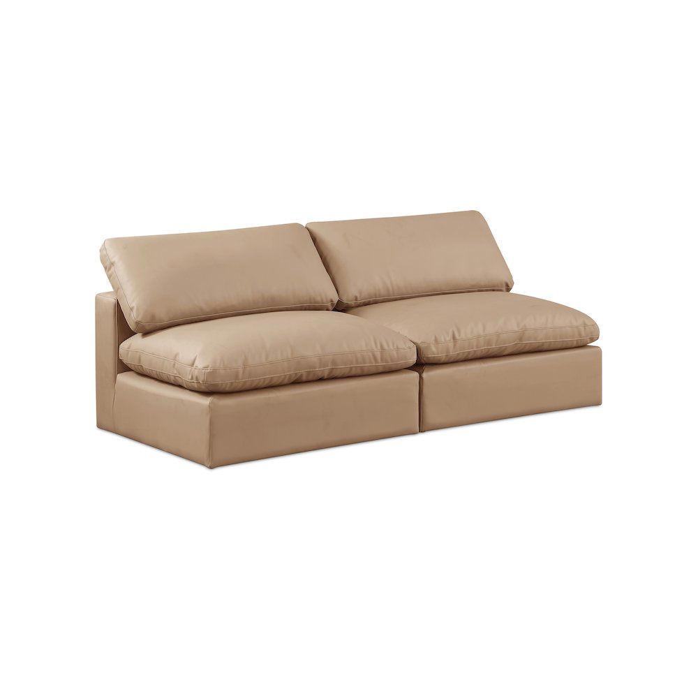 Comfy Tan Vegan Leather Modular Sofa