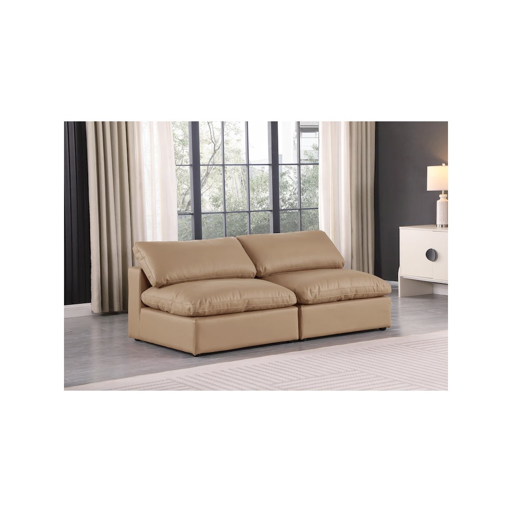 Comfy Tan Vegan Leather Modular Sofa
