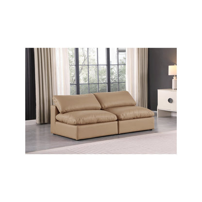 Comfy Tan Vegan Leather Modular Sofa