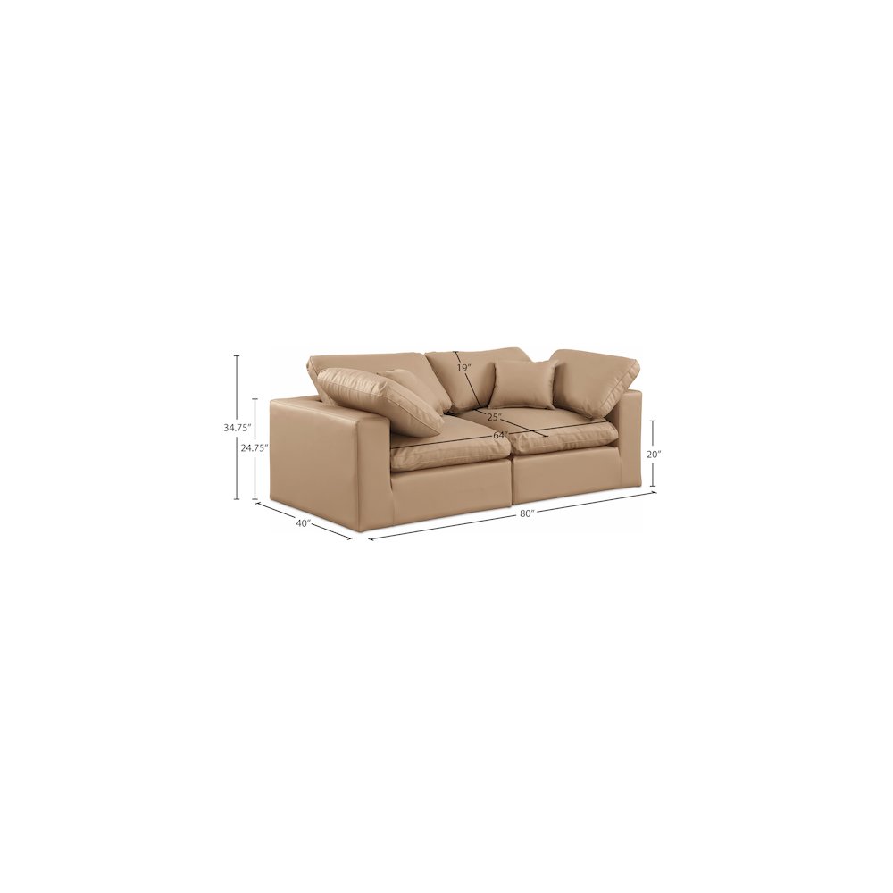 Comfy Tan Vegan Leather Modular Sofa