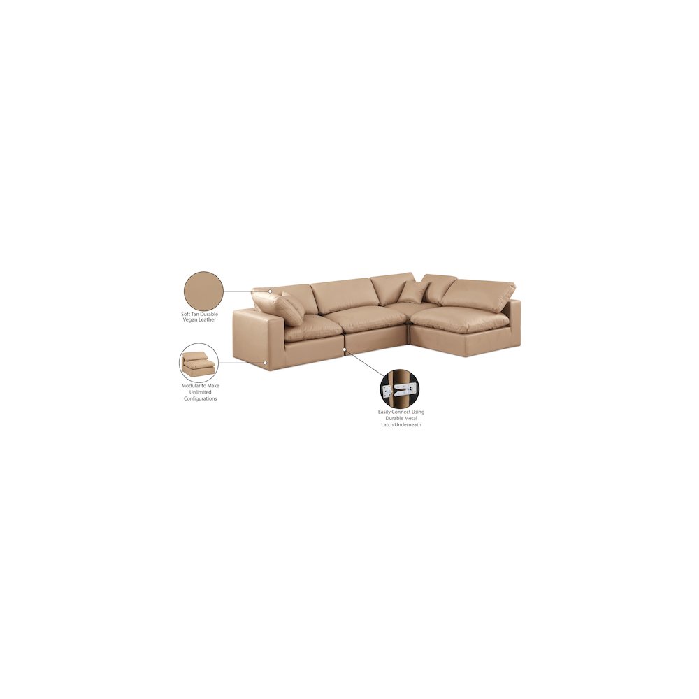 Comfy Tan Vegan Leather Modular Sectional
