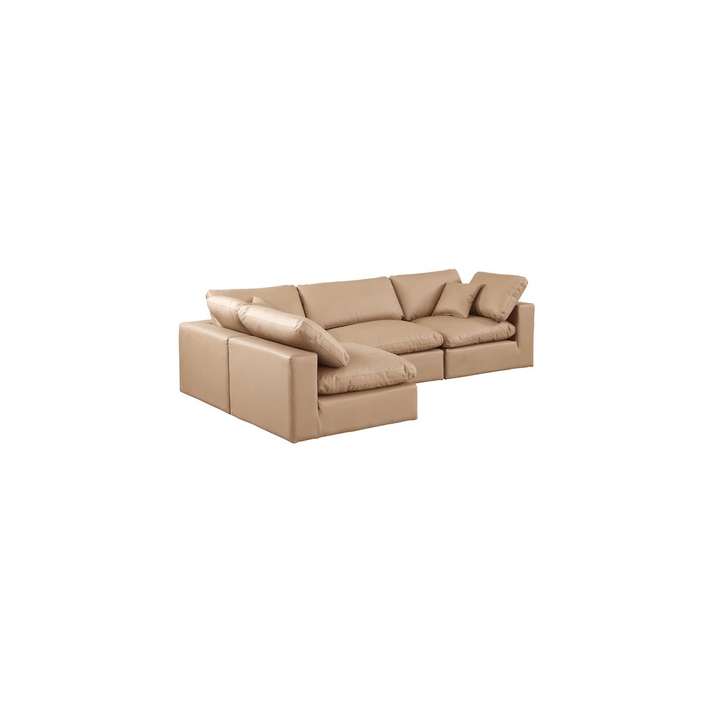 Comfy Tan Vegan Leather Modular Sectional