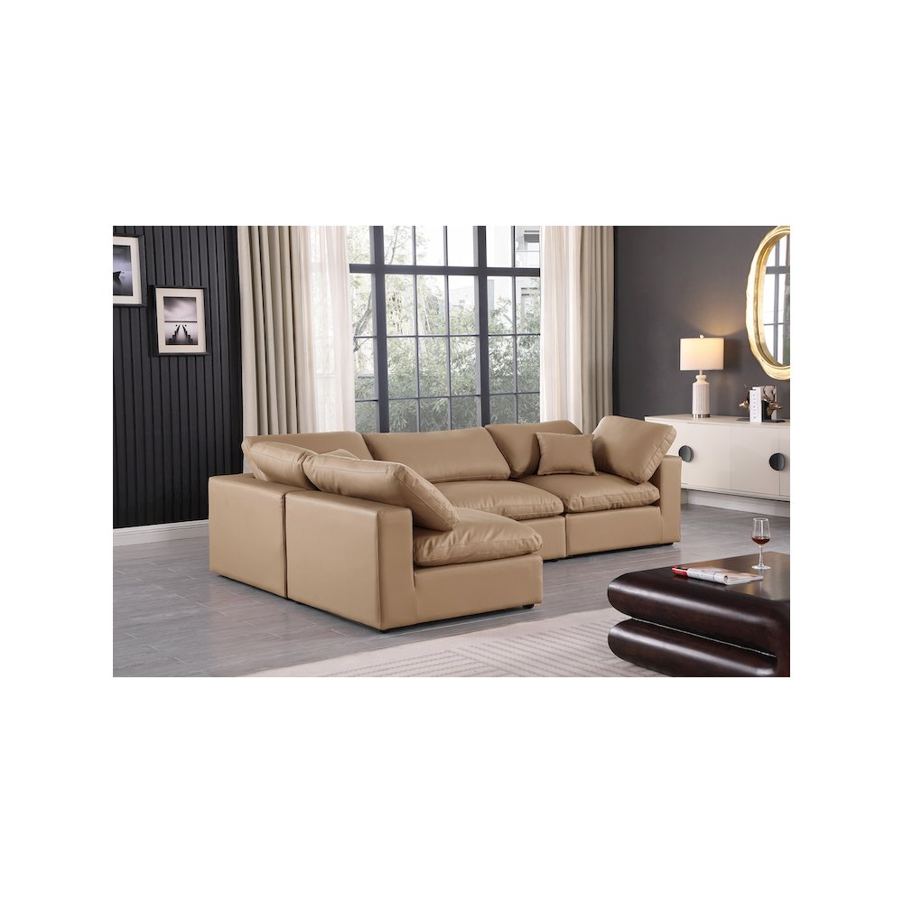 Comfy Tan Vegan Leather Modular Sectional