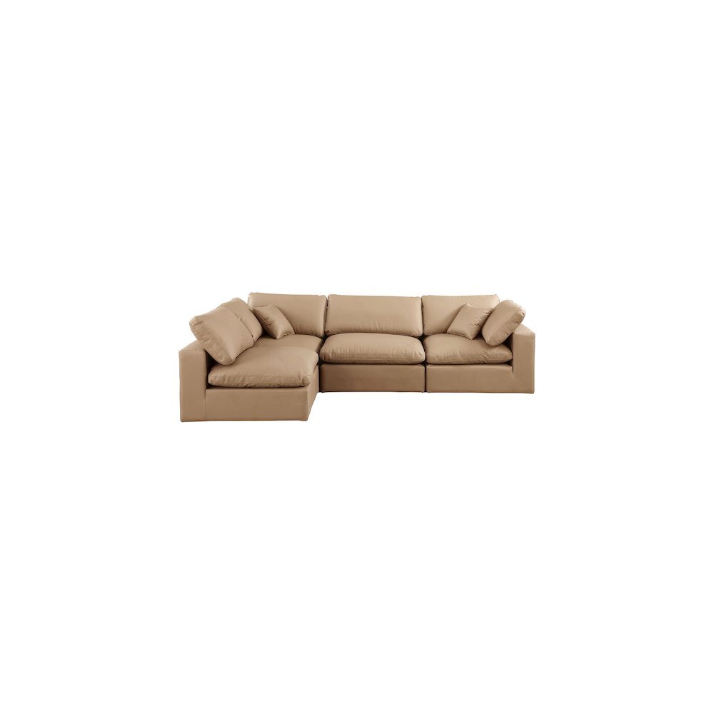 Comfy Tan Vegan Leather Modular Sectional