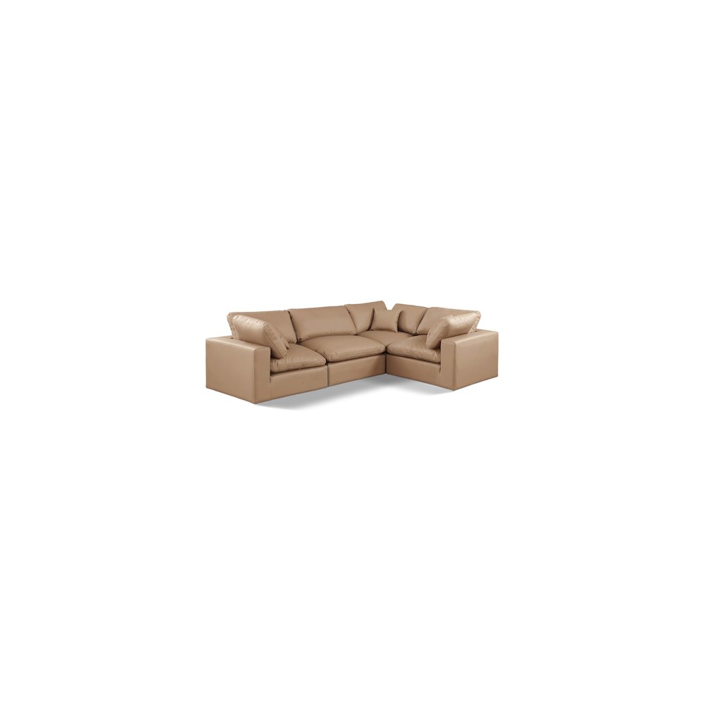 Comfy Tan Vegan Leather Modular Sectional