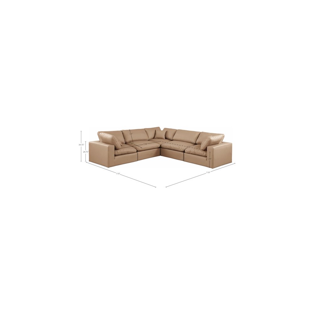 Comfy Tan Vegan Leather Modular Sectional