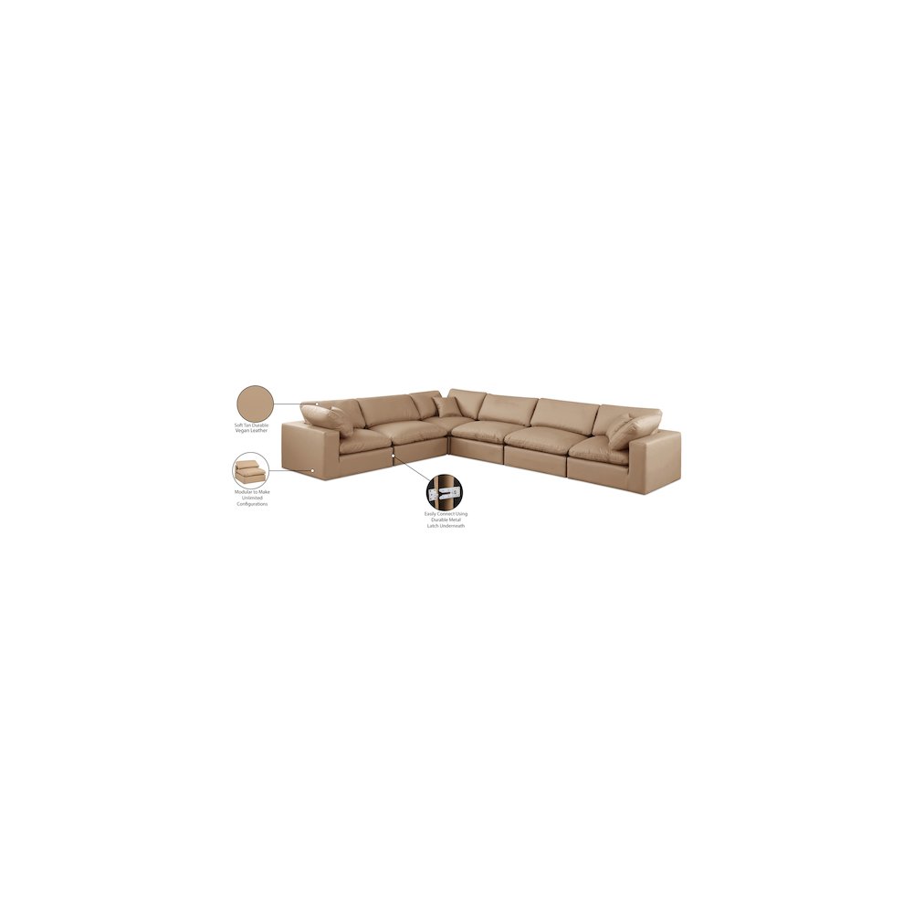 Comfy Tan Vegan Leather Modular Sectional