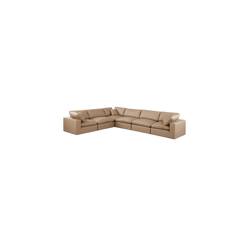 Comfy Tan Vegan Leather Modular Sectional