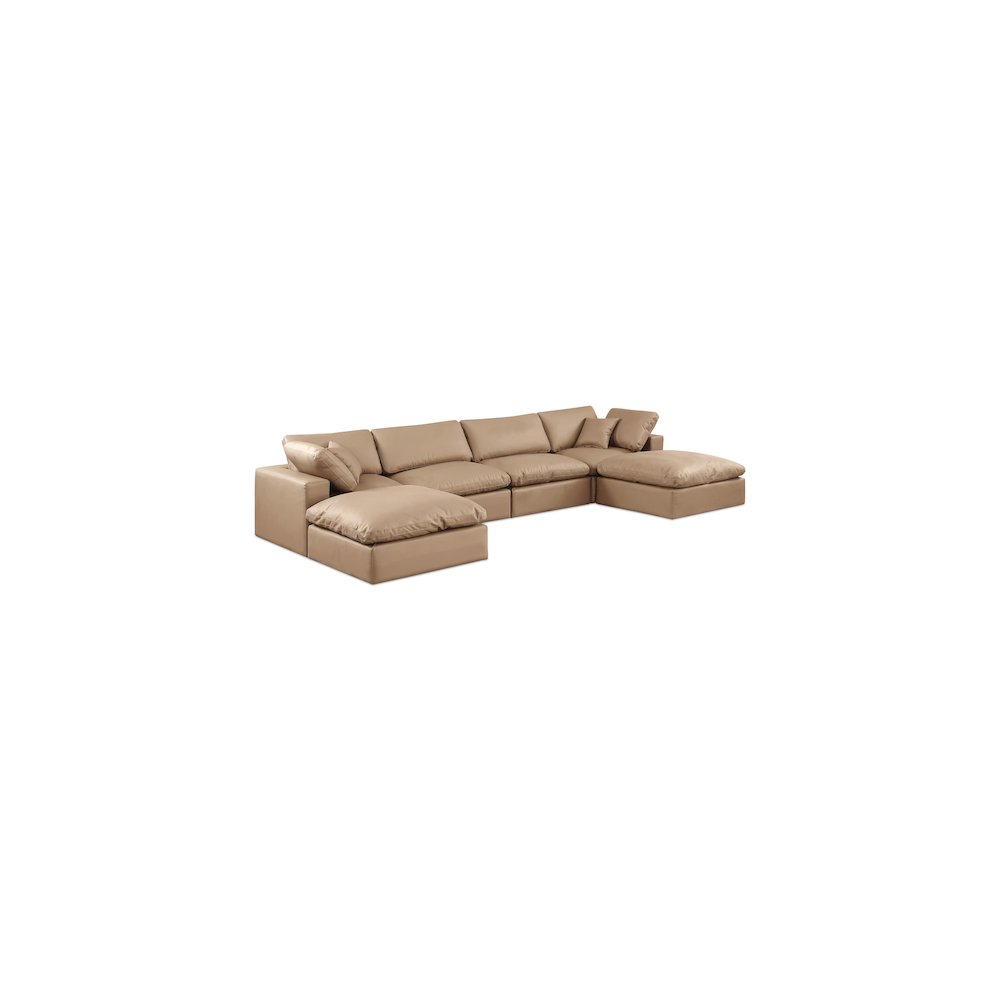 Comfy Tan Vegan Leather Modular Sectional