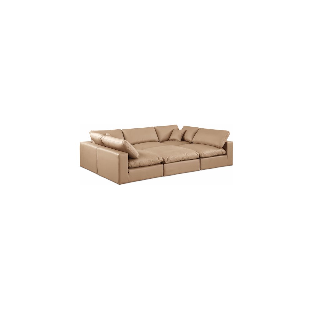 Comfy Tan Vegan Leather Modular Sectional