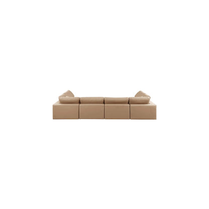Comfy Tan Vegan Leather Modular Sectional
