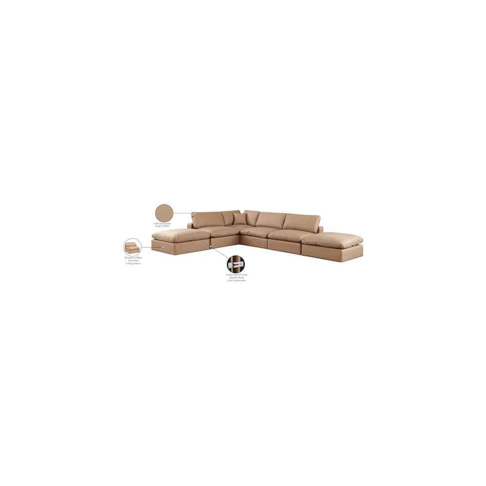 Comfy Tan Vegan Leather Modular Sectional