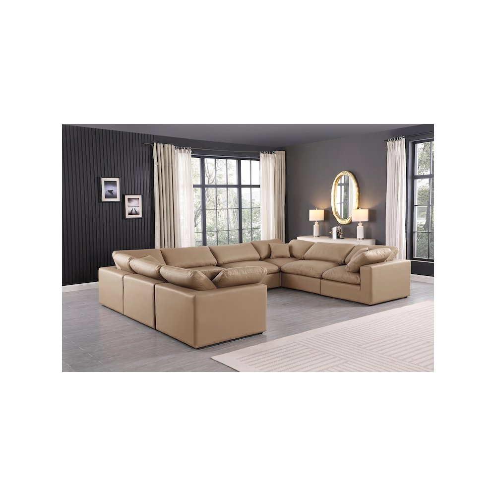Comfy Tan Vegan Leather Modular Sectional
