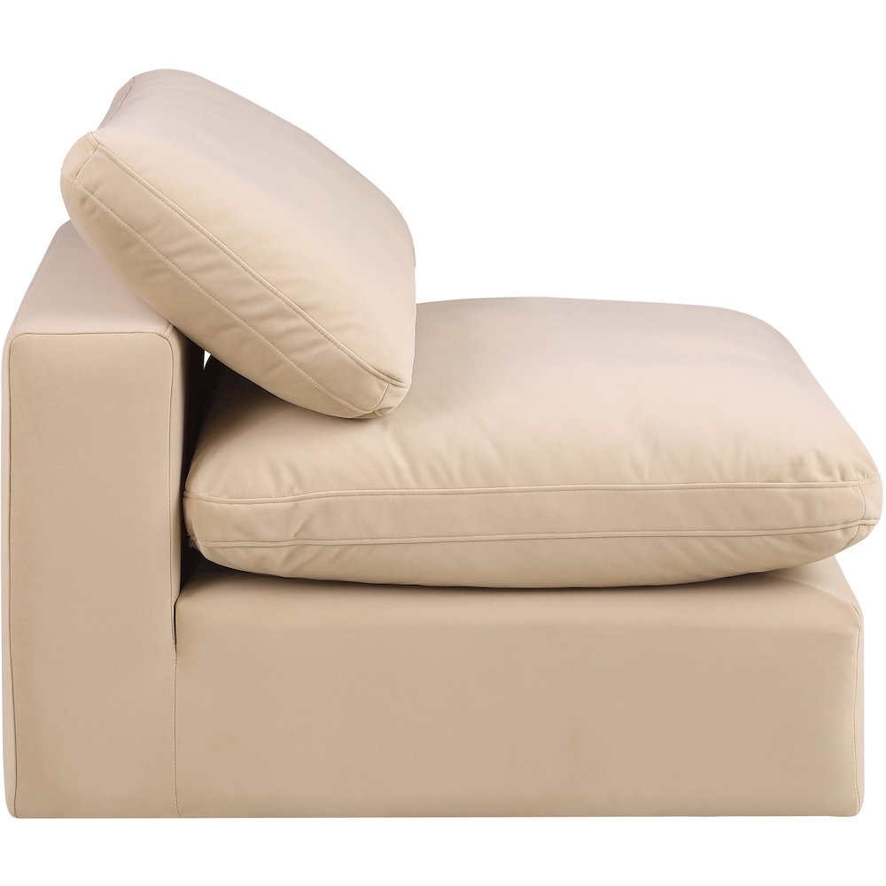 Comfy Beige Velvet Modular Armless Chair