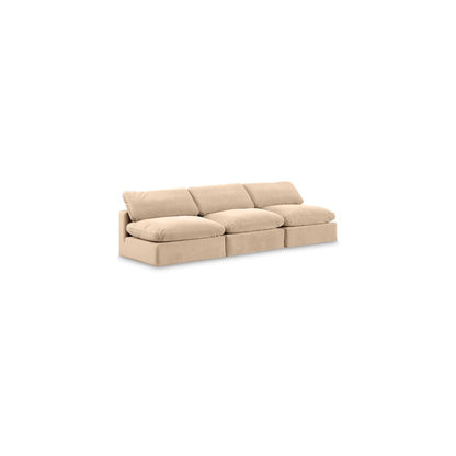 Comfy Beige Velvet Modular Sofa