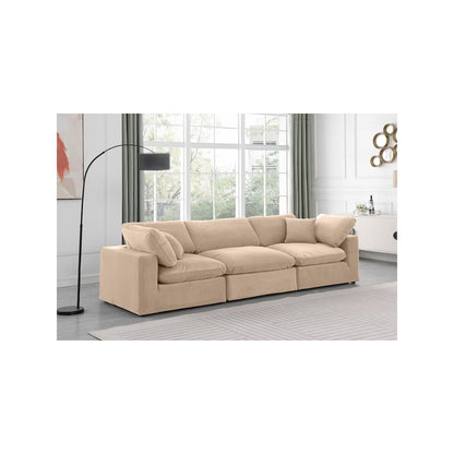 Comfy Beige Velvet Modular Sofa