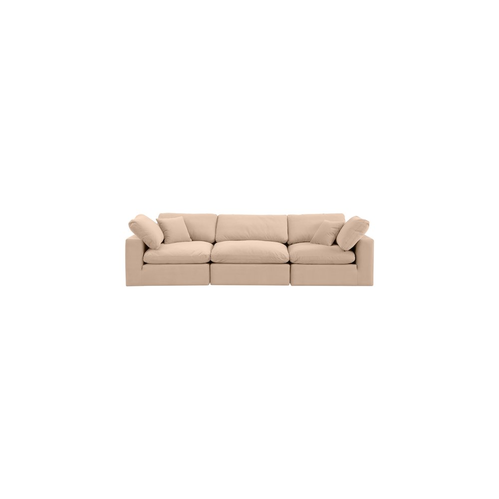 Comfy Beige Velvet Modular Sofa