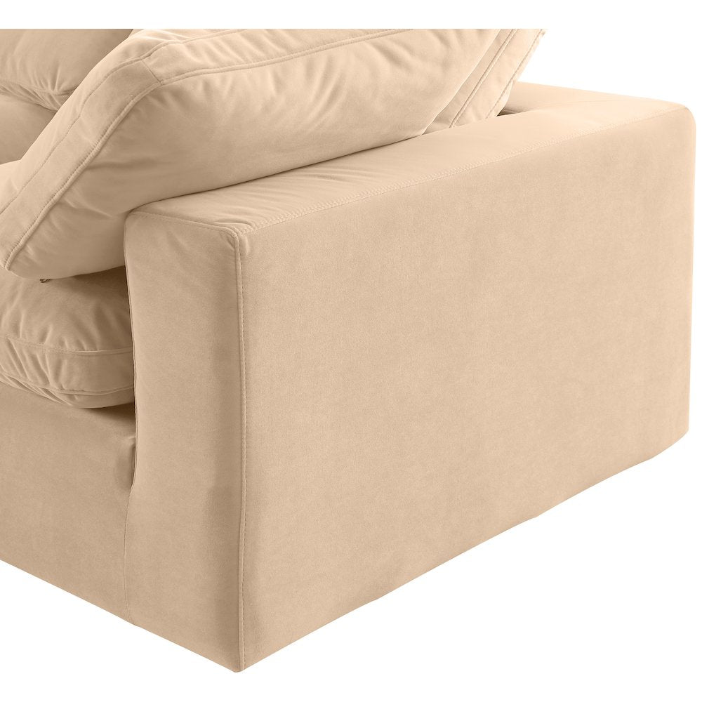 Comfy Beige Velvet Modular Sofa