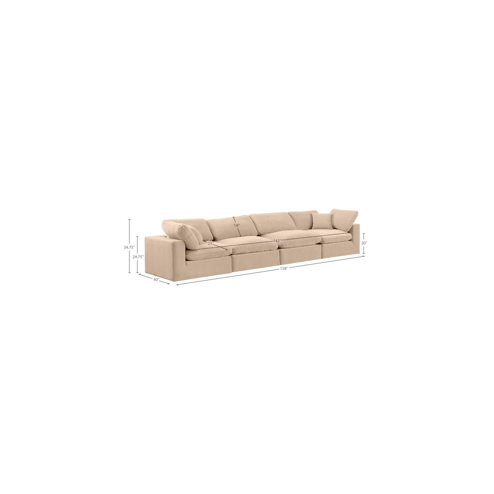 Comfy Beige Velvet Modular Sofa