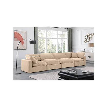 Comfy Beige Velvet Modular Sofa
