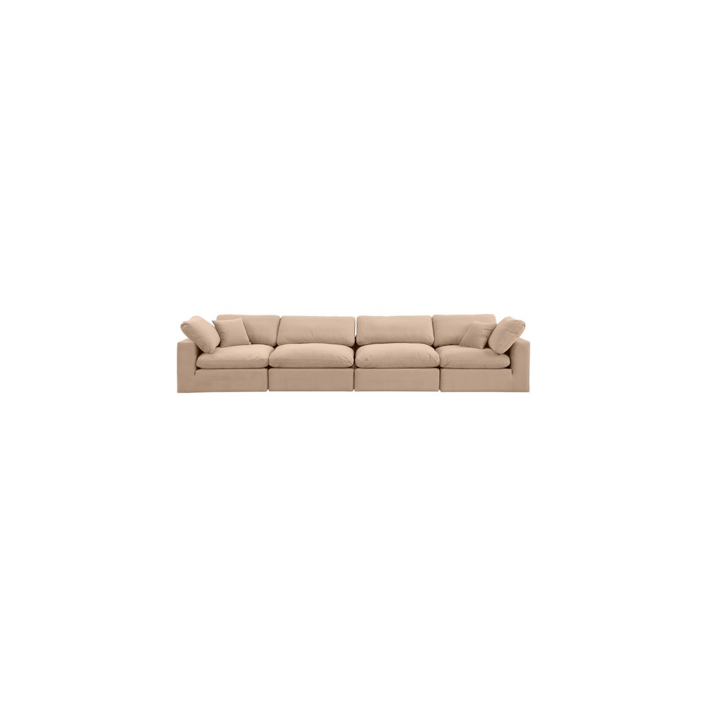 Comfy Beige Velvet Modular Sofa