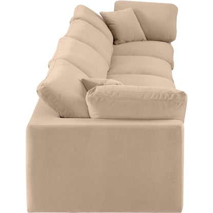 Comfy Beige Velvet Modular Sofa