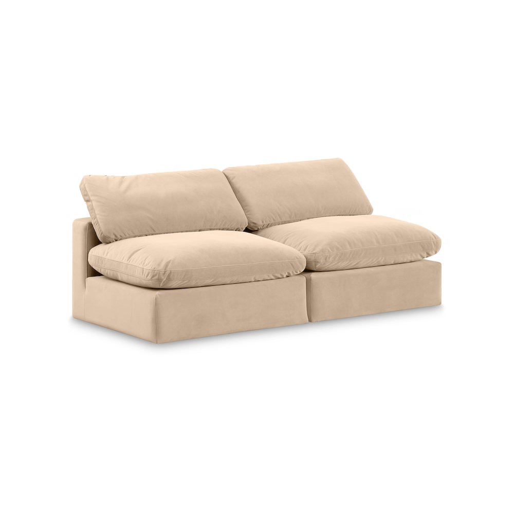 Comfy Beige Velvet Modular Sofa