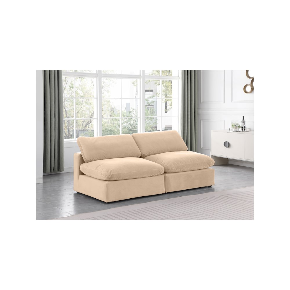 Comfy Beige Velvet Modular Sofa