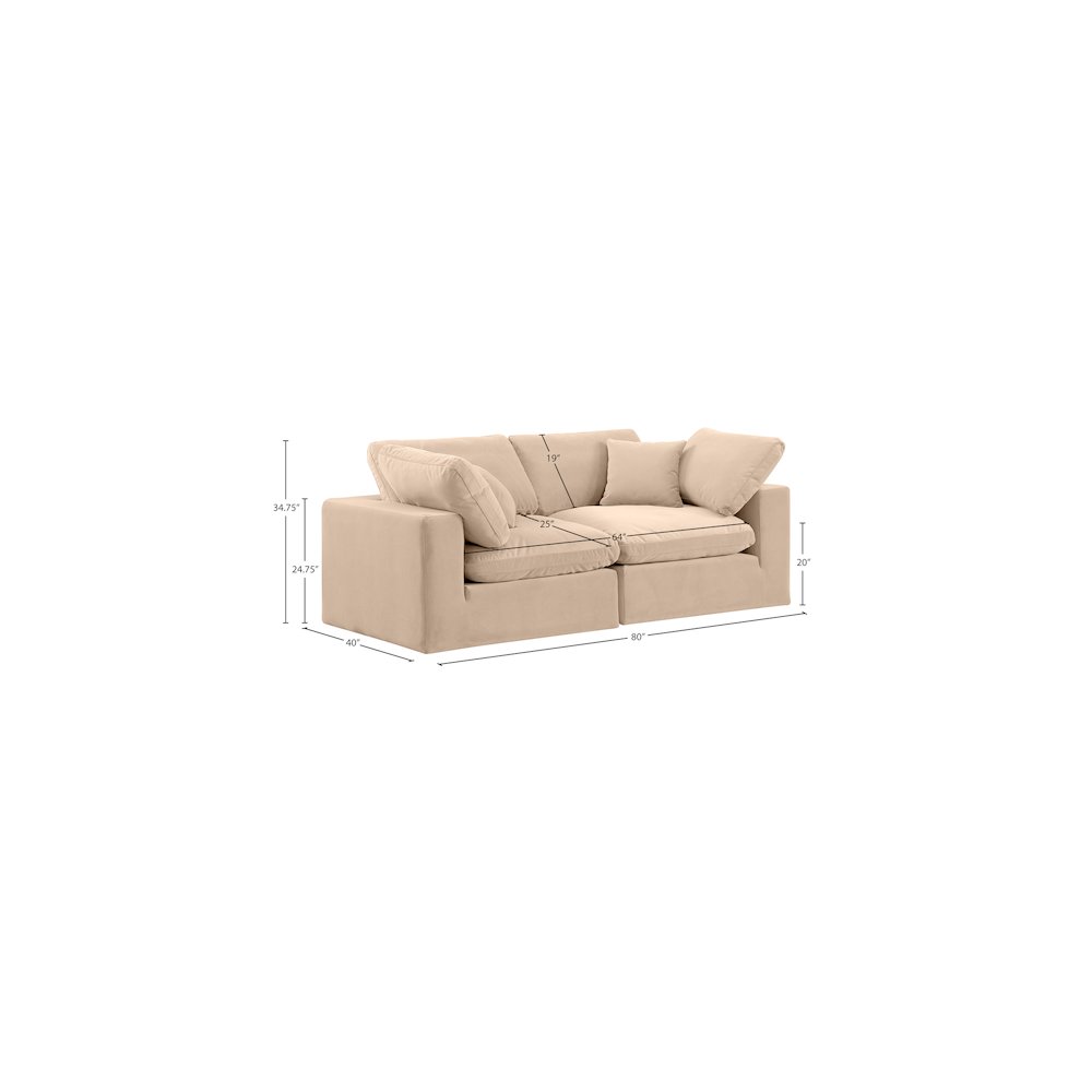 Comfy Beige Velvet Modular Sofa