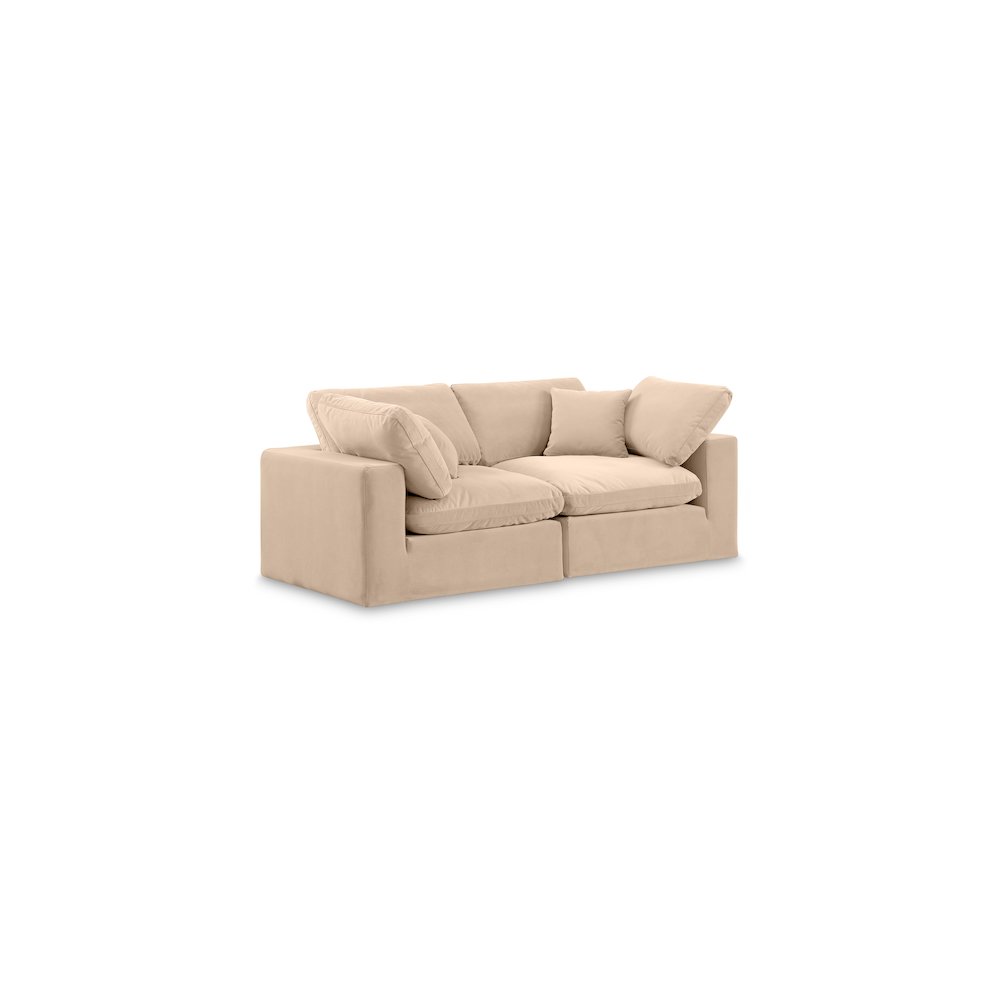 Comfy Beige Velvet Modular Sofa