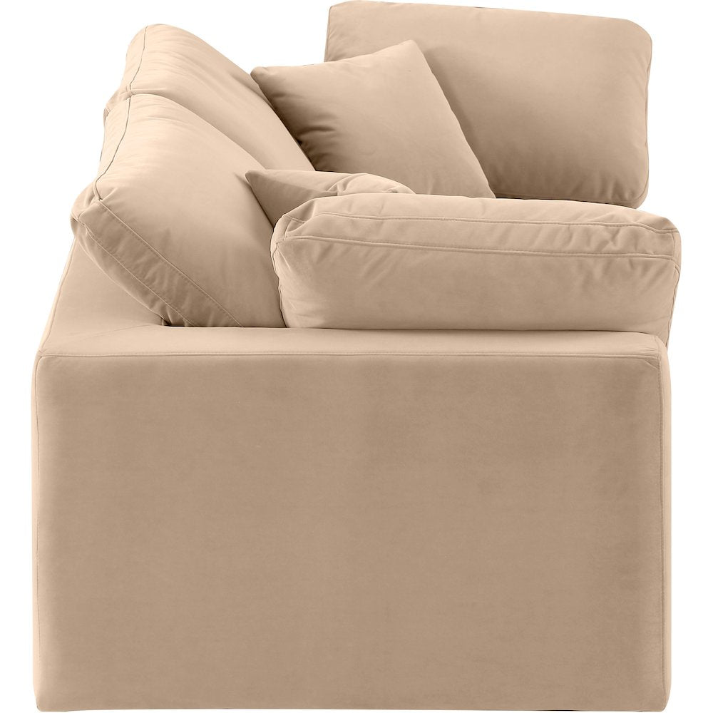 Comfy Beige Velvet Modular Sofa