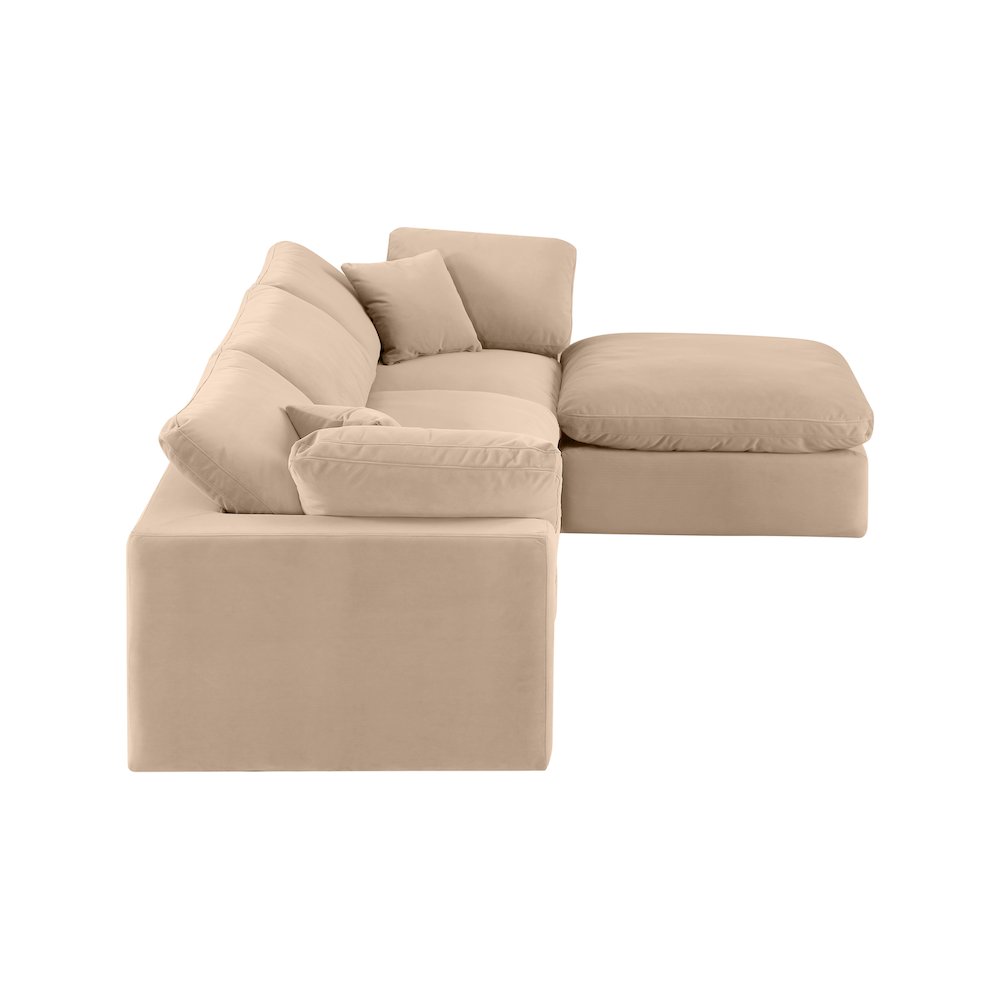 Comfy Beige Velvet Modular Sectional