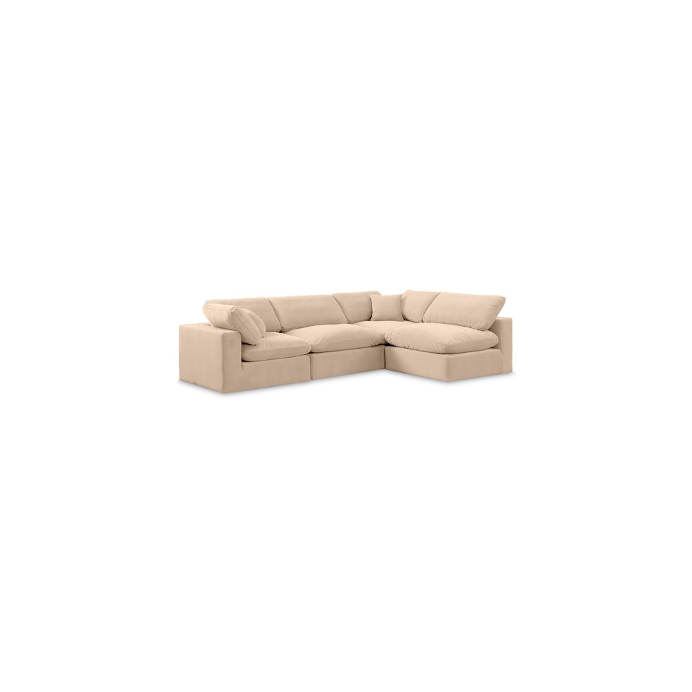 Comfy Beige Velvet Modular Sectional