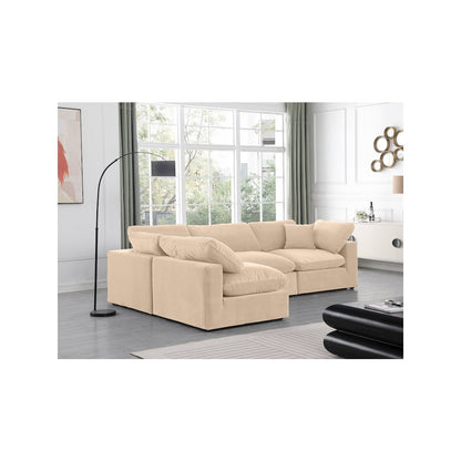 Comfy Beige Velvet Modular Sectional
