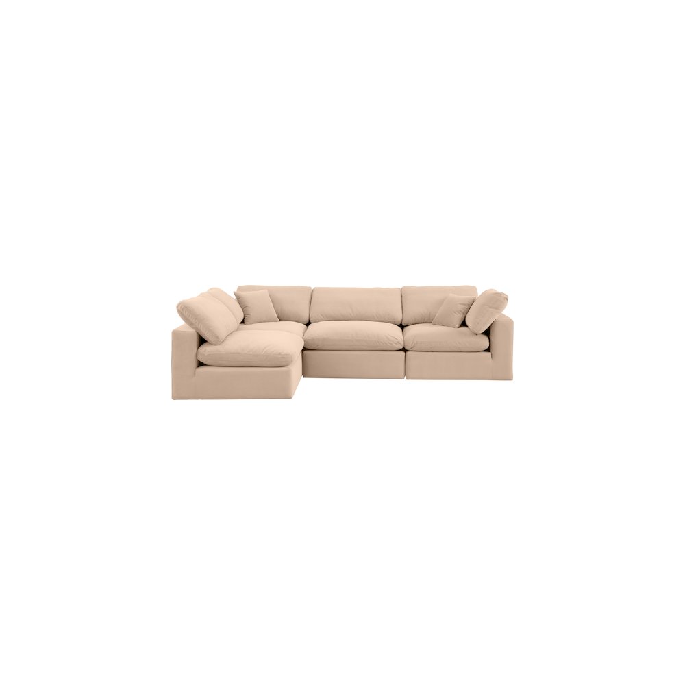 Comfy Beige Velvet Modular Sectional