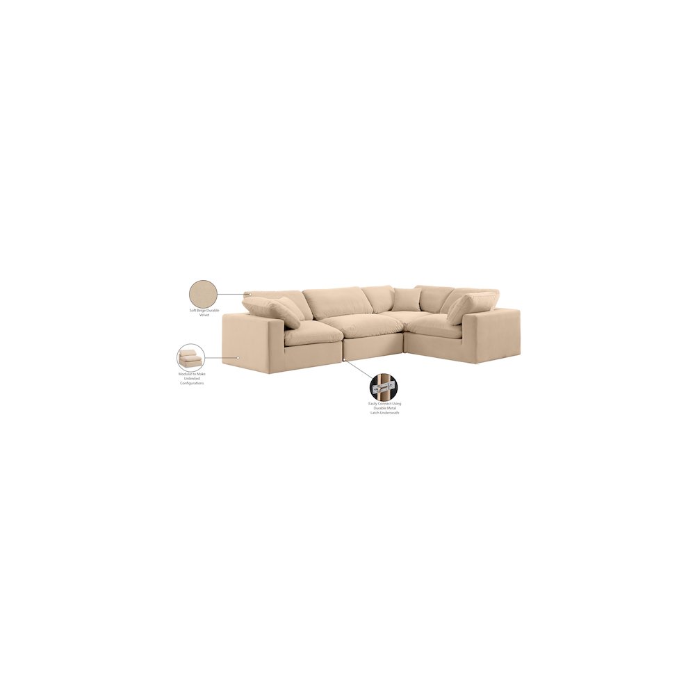 Comfy Beige Velvet Modular Sectional