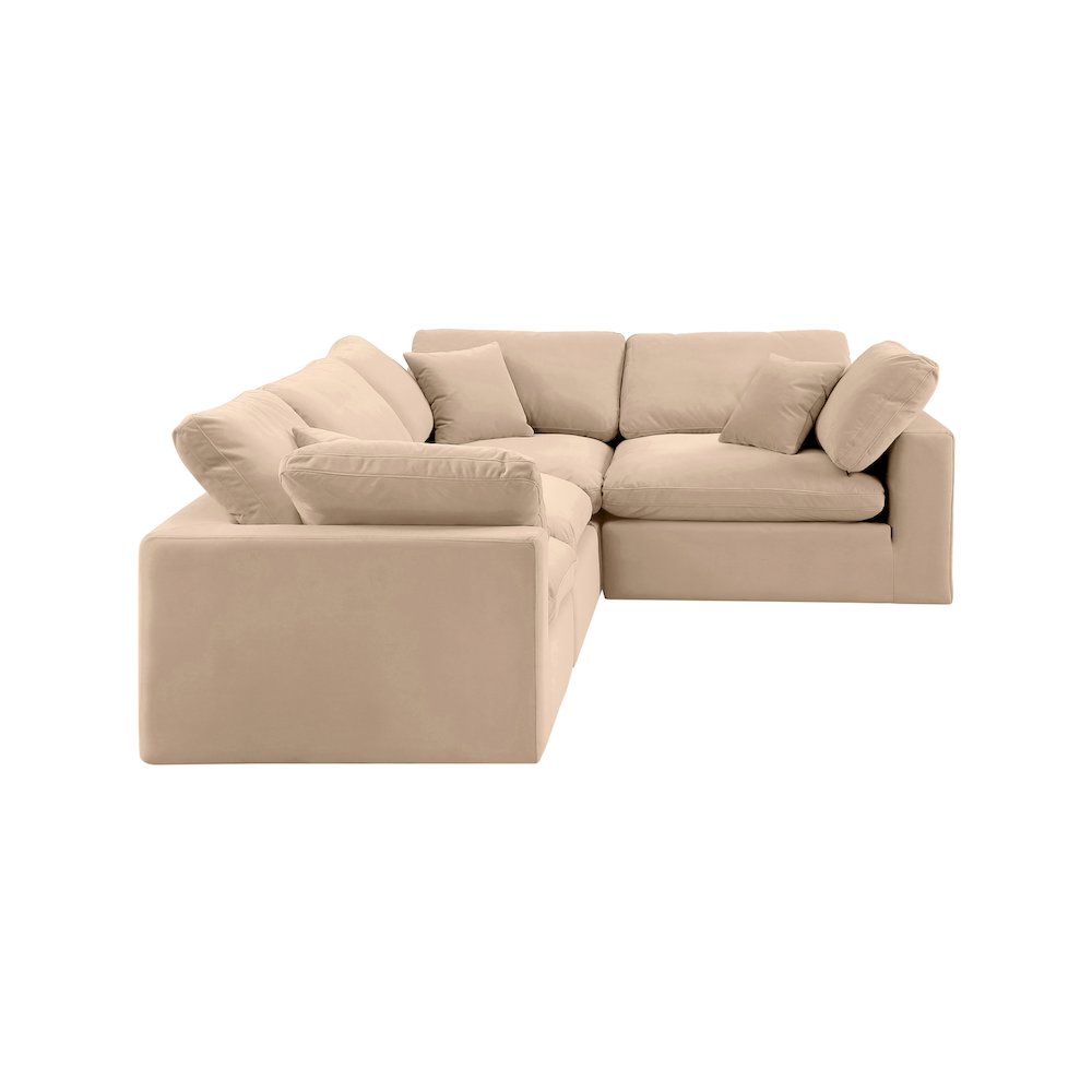 Comfy Beige Velvet Modular Sectional