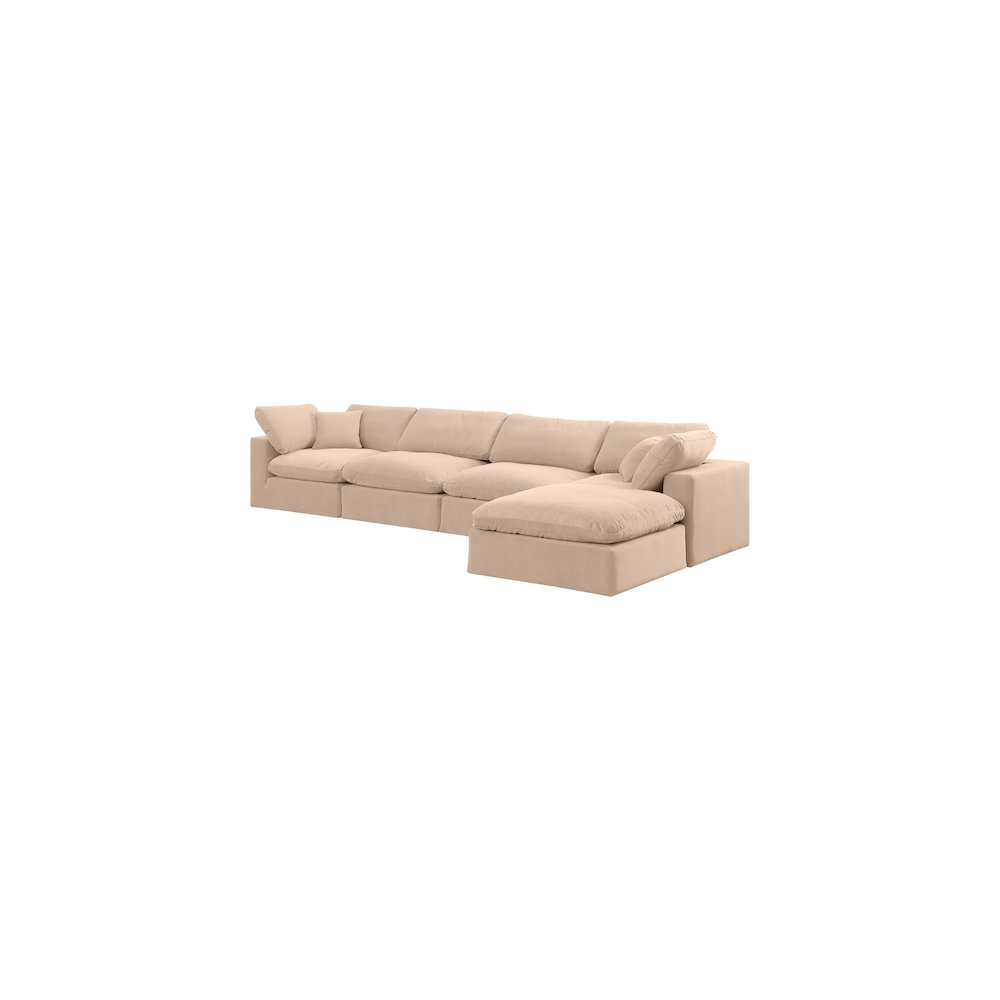 Comfy Beige Velvet Modular Sectional