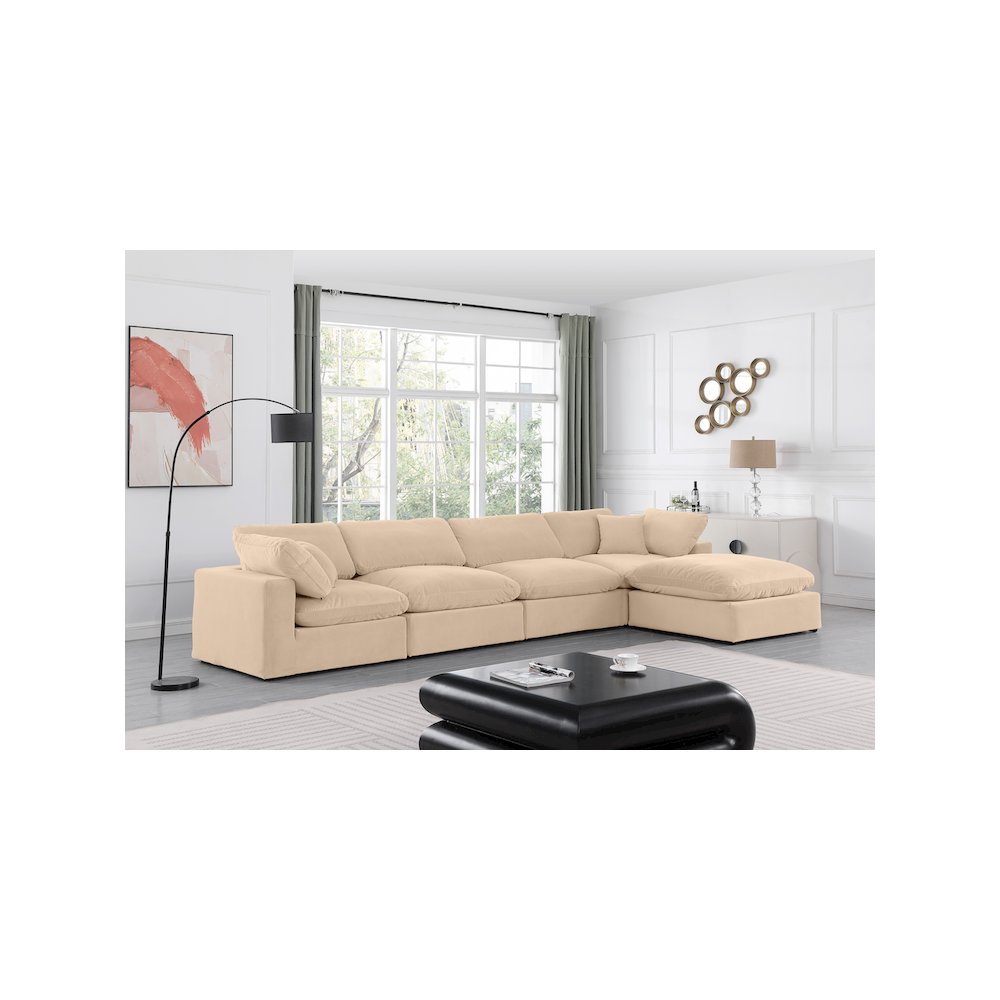 Comfy Beige Velvet Modular Sectional