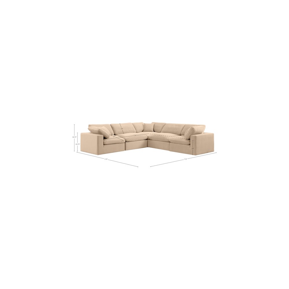 Comfy Beige Velvet Modular Sectional