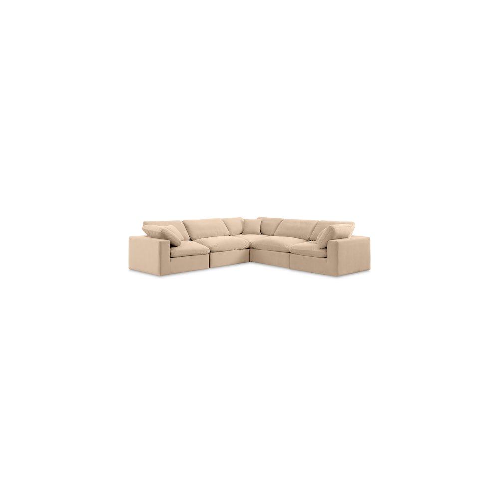 Comfy Beige Velvet Modular Sectional