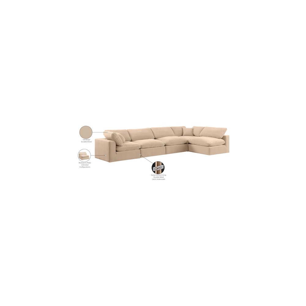 Comfy Beige Velvet Modular Sectional
